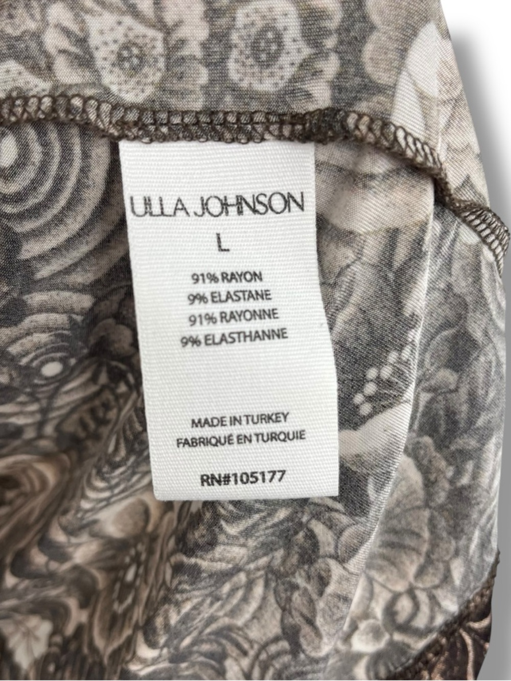 Ulla Johnson Aurelia Turtleneck Top Large Floral Teak Brown Mesh Romantic - Picture 11 of 12